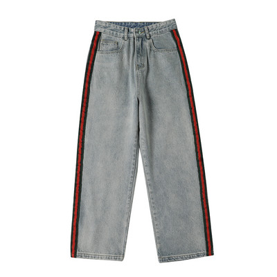 Vyriškų džinsų platus modelis su apvadu