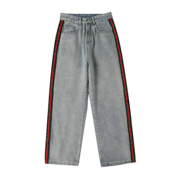 Vyriškų džinsų platus modelis su apvadu