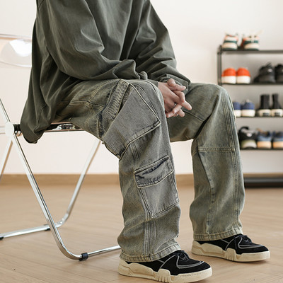 Ανδρικό τζιν casual με τσέπη