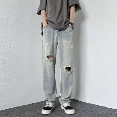 Vyriški džinsai aukštu juosmeniu ir kišenėmis