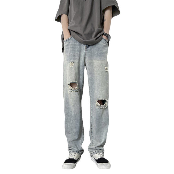 Vyriški džinsai aukštu juosmeniu ir kišenėmis