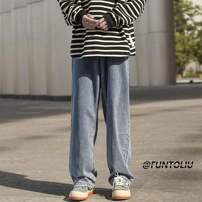 Vyriški retro džinsai plačiomis kojomis