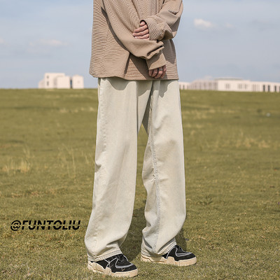 Vyriški retro džinsai plačiomis kojomis