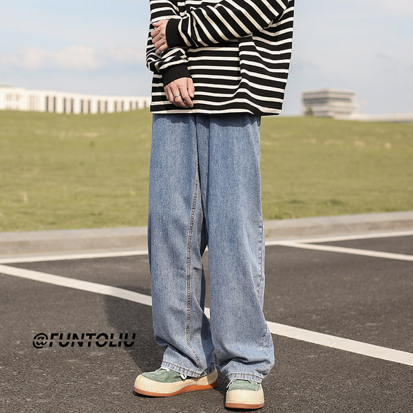 Vyriški retro džinsai plačiomis kojomis