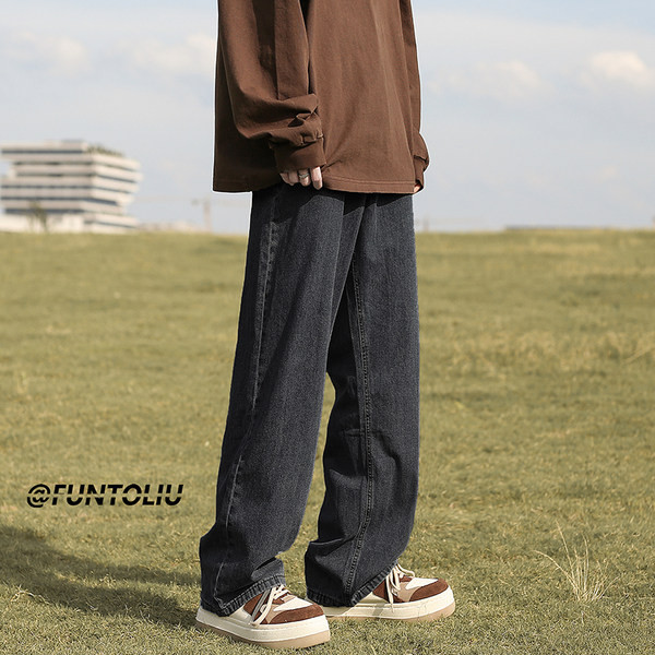 Vyriški retro džinsai plačiomis kojomis