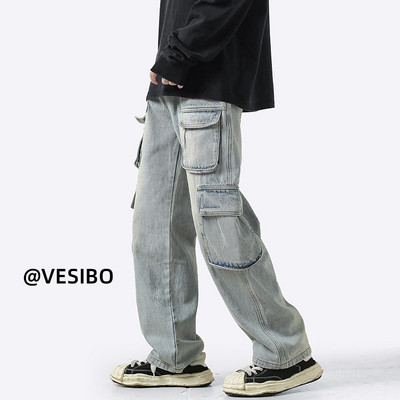 Zsebes férfi alkalmi farmernadrág