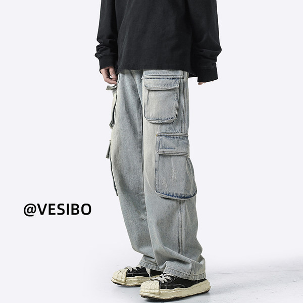 Zsebes férfi alkalmi farmernadrág