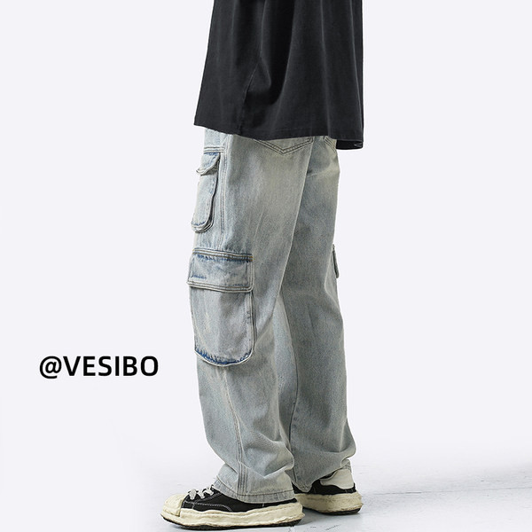 Zsebes férfi alkalmi farmernadrág