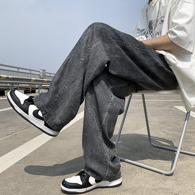 Мъжки  модерни дънки широк модел с връзки