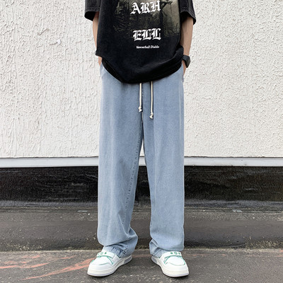 Мъжки  модерни дънки широк модел с връзки