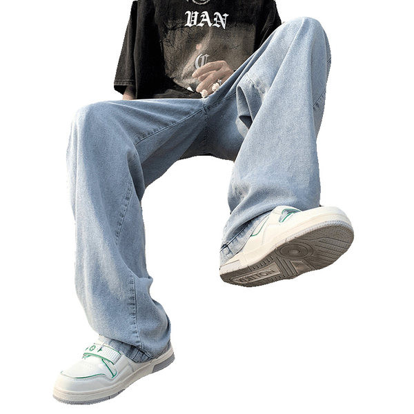 Мъжки  модерни дънки широк модел с връзки