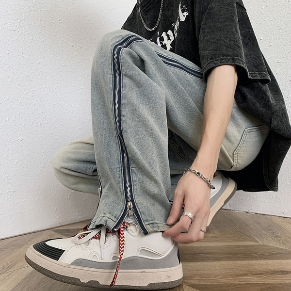 Új modell férfi farmer cipzárral és zsebbel