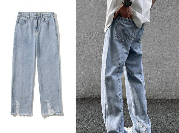 Egyenes szárú férfi farmernadrág zsebbel