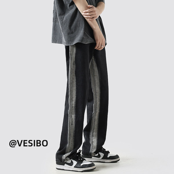 Fekete színű férfi alkalmi farmernadrág zsebbel