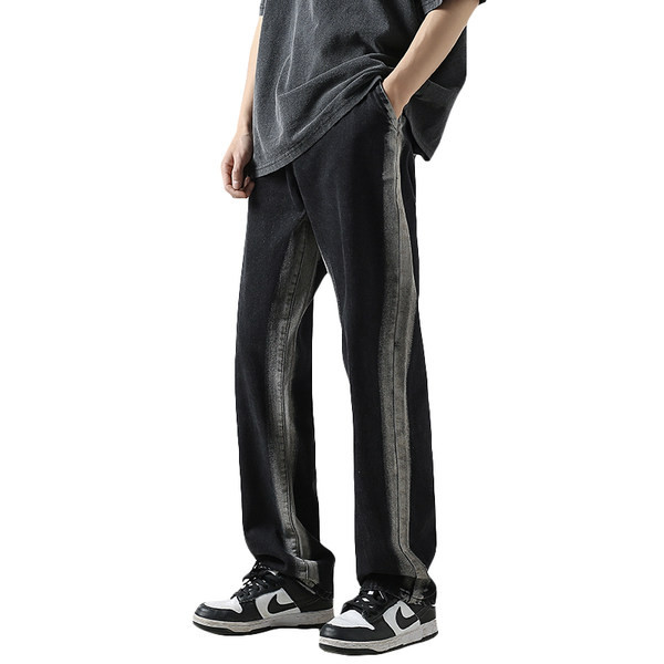 Fekete színű férfi alkalmi farmernadrág zsebbel