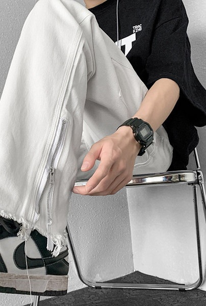 Egyenes szabású férfi farmer cipzárral