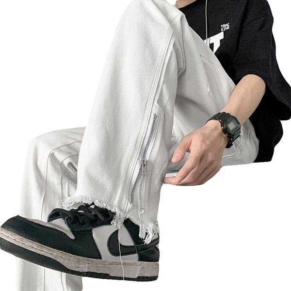 Egyenes szabású férfi farmer cipzárral