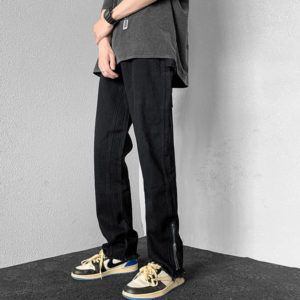 Egyenes szabású férfi farmer cipzárral