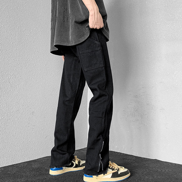 Egyenes szabású férfi farmer cipzárral