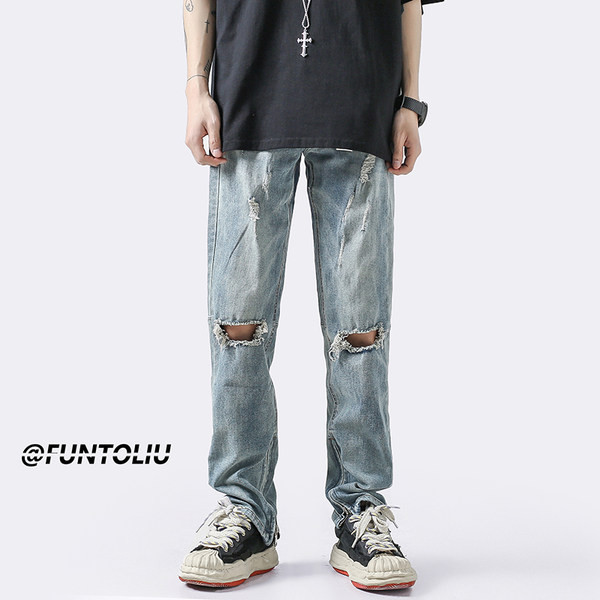 Szakadt motívumú férfi farmer