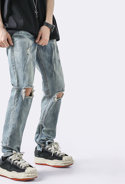 Ανδρικό τζιν καθαρό μοντέλο με φερμουάρ