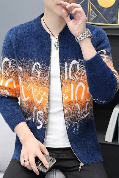 Ежедневна мъжка жилетка с принт и закопчаване с цип