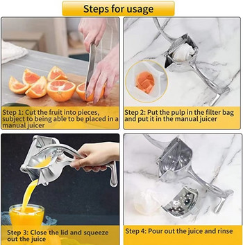 Χειροκίνητος αποχυμωτής από ανοξείδωτο χάλυβα Αποχυμωτής λεμονιού πορτοκαλιού αποχυμωτής Εργαλείο εξαγωγής πιεστηρίου φρούτων κουζίνας