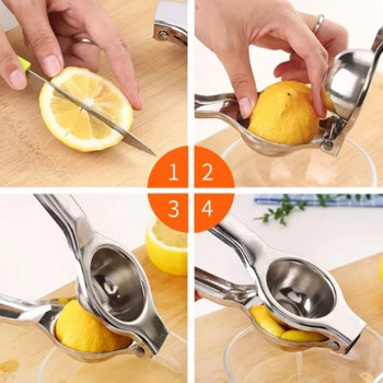 Εγχειρίδιο από ανοξείδωτο ατσάλι Lemon Squeezer Juicer Citrus Fruit Kitchen Bar Επεξεργαστής τροφίμων Gadget Pratical Fruit Pressing Juice Tools