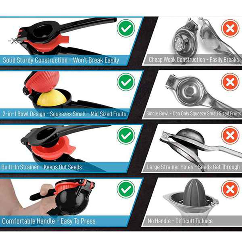 Метална 2-в-1 Лимон Лайм изстисквачка - Ръчна сокоизстисквачка Лимоноизстисквачка - Максимална екстракция Ръчна сокоизстисквачка за цитрусови плодове
