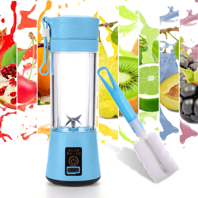 2/6 остриета 380 мл преносима сокоизстисквачка USB акумулаторен блендер за смути мини кухненски робот Персонален блендер блендери за сок