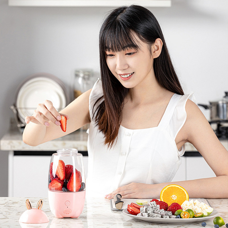 Прекрасен заек Домакинска преносима USB акумулаторна сокоизстисквачка Чаша Блендер за плодове Миксер Преносима мини сокоизстисквачка за плодове кухненски джаджи