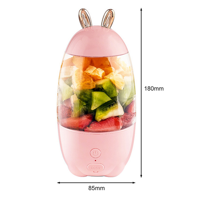 Прекрасен заек Домакинска преносима USB акумулаторна сокоизстисквачка Чаша Блендер за плодове Миксер Преносима мини сокоизстисквачка за плодове кухненски джаджи