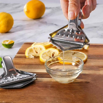Ръчна изстисквачка от неръждаема стомана: Изстисквачка за лимони Малка сокоизстисквачка за цитрусови плодове с дръжка Чучур за изливане Портокал Лимон Преса за плодове Инструменти