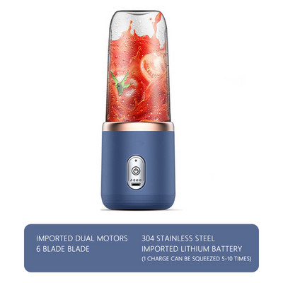 6 pengés Juicer Cup 500ml USB turmix turmix csésze mini tölthető gyümölcsfacsaró ételmixer jégdaráló hordozható vezeték nélküli facsaró
