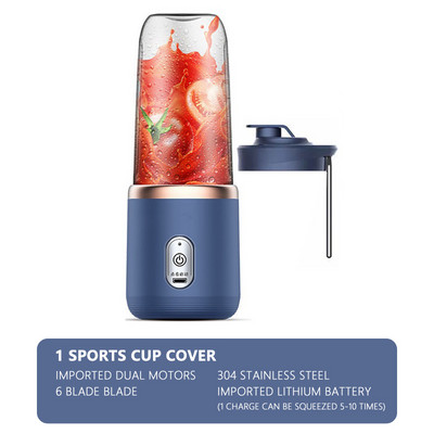 6 pengés Juicer Cup 500ml USB turmix turmix csésze mini tölthető gyümölcsfacsaró ételmixer jégdaráló hordozható vezeték nélküli facsaró