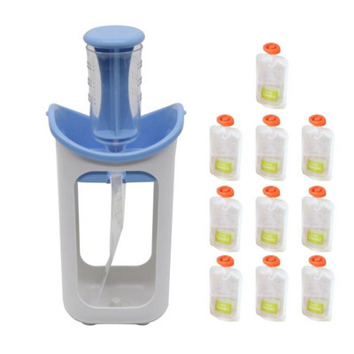 Protable Fruit Food Squeeze Station Baby Fresh Juice ételkészítő tasak püréfacsaró Léadagoló Ételfacsaró Kézi Gyümölcscentrifuga
