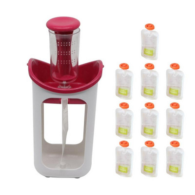 Protable Fruit Food Squeeze Station Baby Fresh Juice ételkészítő tasak püréfacsaró Léadagoló Ételfacsaró Kézi Gyümölcscentrifuga