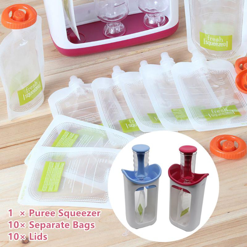 Преносима станция за изстискване на плодова храна Baby Fresh Juice Food Maker Pouch Пюре изстисквачка Дозатор за сокове Изстисквачка за храна Ръчна сокоизстисквачка
