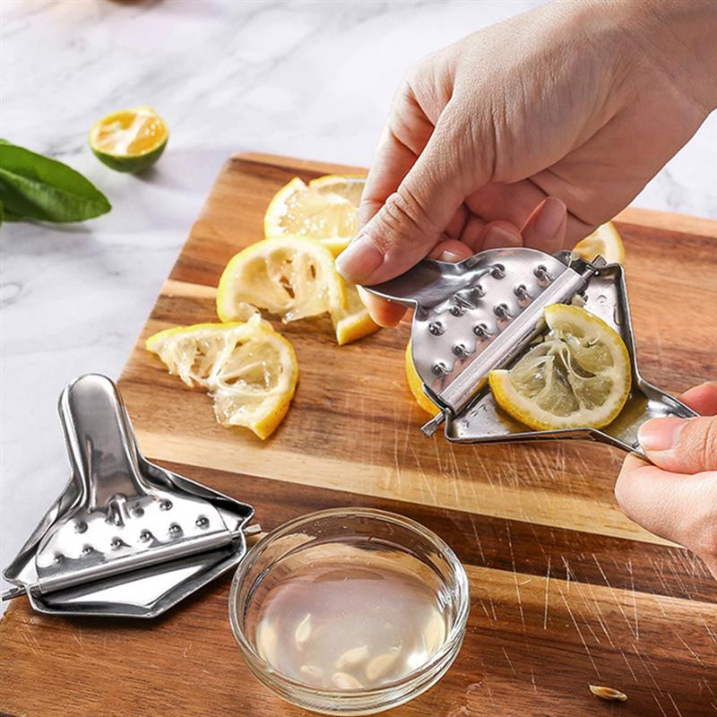 5Pcs Ръчна изстисквачка от неръждаема стомана: Изстисквачка за лимони Малка сокоизстисквачка за цитрусови плодове с дръжка Чучур за наливане Портокал Лимон Преса за плодове Инструменти