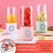 500 ml-es Mini hordozható turmixgép 6 pengéjű újratölthető gyümölcscentrifuga turmix-kehely turmixgép kézi gyümölcsmixer lé-csésze konyhai robotgép