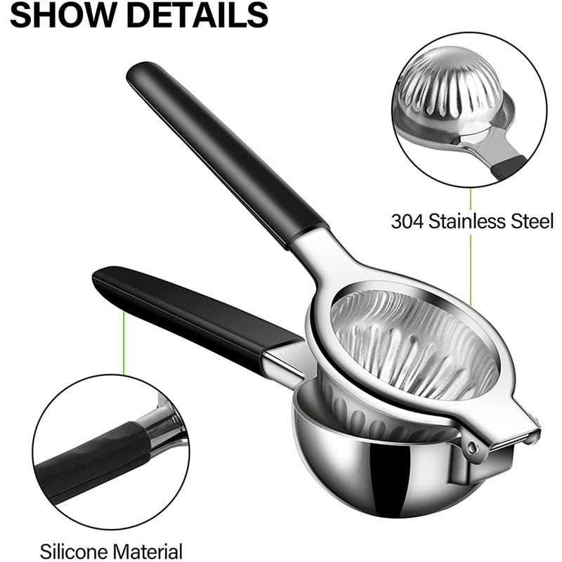 Citrinų spaudyklė, nerūdijančio plieno rankinė kalkių spaudimo mašina, vaisių citrusinių vaisių sulčiaspaudė su neslidžia rankena rankine sulčiaspaude