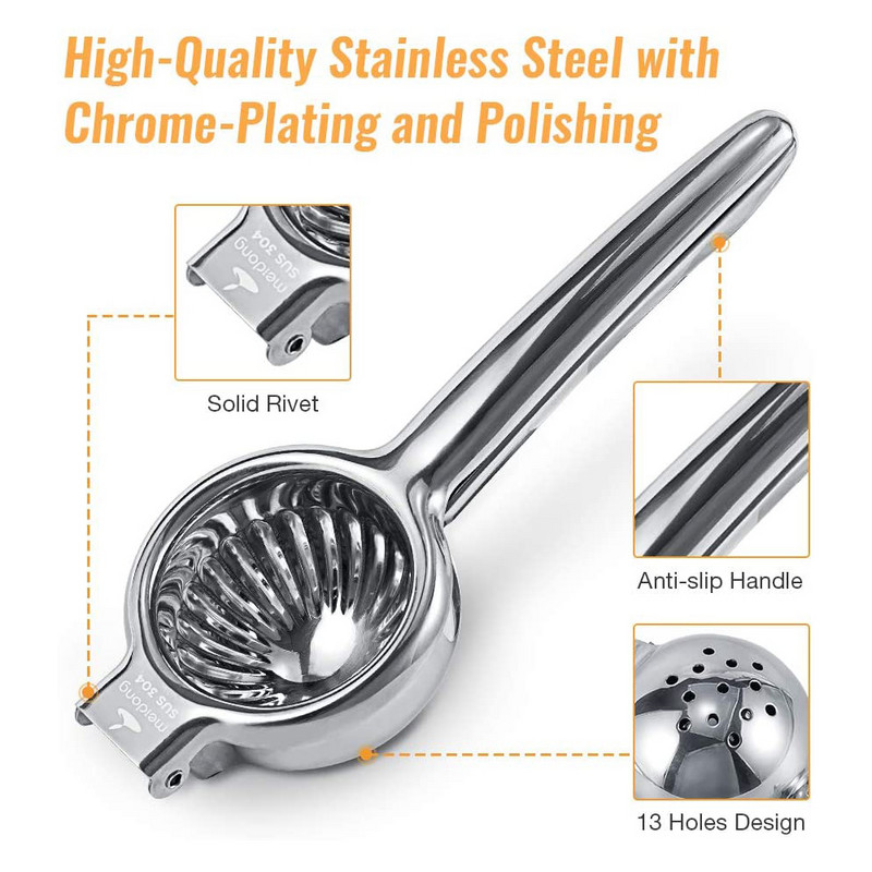 Ръчна изстисквачка за лимони от неръждаема стомана Домакинска щипка за лимон Сокоизстисквачка за цитрусови плодове Ръчна сокоизстисквачка за портокали Кухненски инструменти Преса за плодове