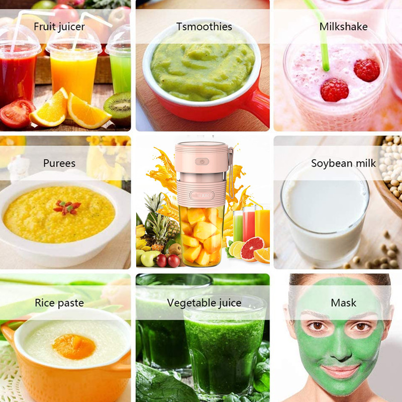 300 ml Преносим миксер Чаша за сокоизстисквачка Електрически блендер за втечняване Плодов процесор Акумулаторен миксер Бърз сок за Кухня за пътуване