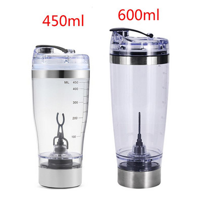 450 ml/600 ml kültéri hordozható elektromos fehérjepor keverő csésze elemes, automatikus shaker palack keverő