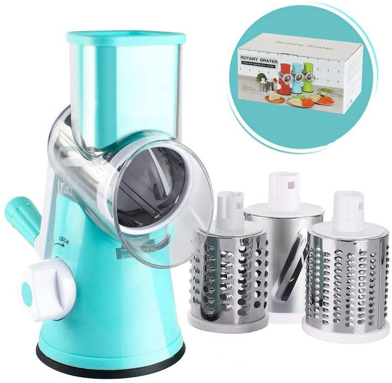 Daugiafunkcinė 3 viename sukamoji trintuvė Virtuvės priedai Daržovių pjaustyklė Rankinė bulvių vaisių daržovių smulkintuvas
