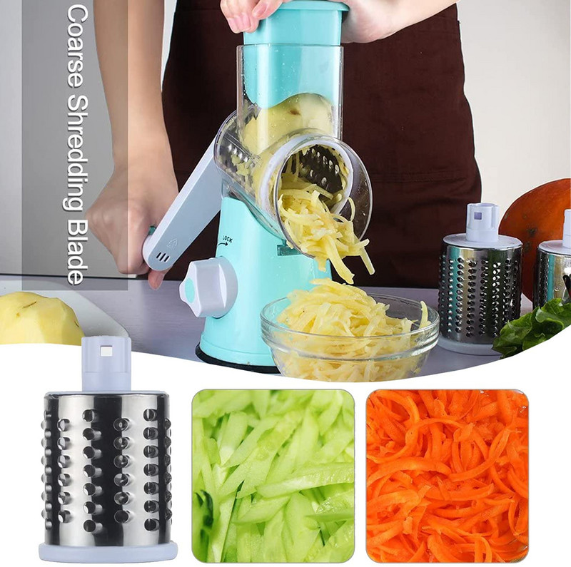 Daugiafunkcinė 3 viename sukamoji trintuvė Virtuvės priedai Daržovių pjaustyklė Rankinė bulvių vaisių daržovių smulkintuvas