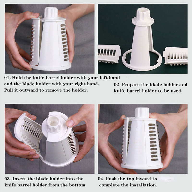 Ръчна резачка за зеленчуци Ротарен слайсер Чопър Кухненски джаджи Многофункционално ренде Картофи Зеленчуци Чесън Машина за смилане на храна