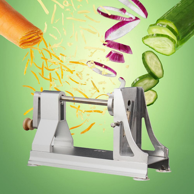 Многофункционална резачка за зеленчуци, острие от неръждаема стомана, ръчна спирала за храна, резачка, ренде, ренде за картофи, ренде за моркови, кухненски инструмент