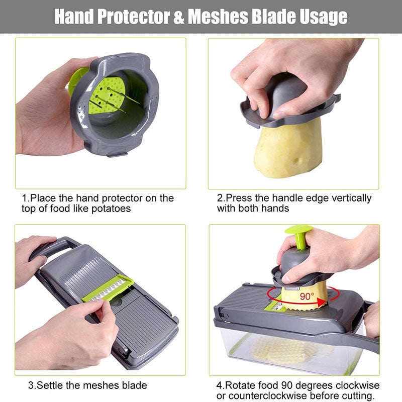 Резачка за зеленчуци 7 в 1 Ренде за нарязване Морков Белачка за картофи Сирене Лук Стоманено острие Мандолина Кухненски аксесоари Инструменти за плодове