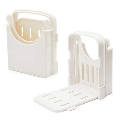 Sulankstomas duonos pjaustytuvas, reguliuojamas duonos pjaustymo vadovas naminei duonai, beigelio skrudinta duonos pjaustyklė / pjaustyklė, duonos pjaustymo mašina, balta